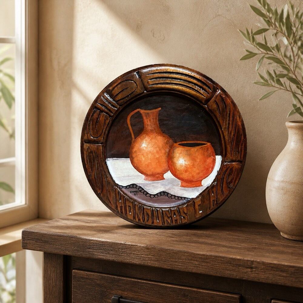 Rustic Honduras Wall Art - Hand Painted Wooden Plaque - Boho Kitchen Decor 9.5”